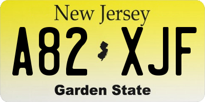 NJ license plate A82XJF
