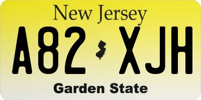 NJ license plate A82XJH