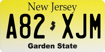 NJ license plate A82XJM