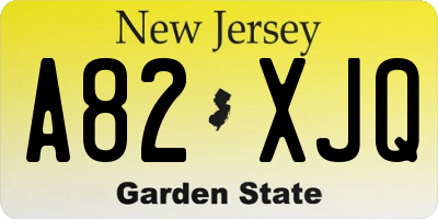 NJ license plate A82XJQ