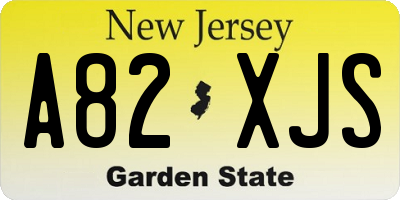 NJ license plate A82XJS