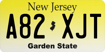 NJ license plate A82XJT