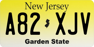 NJ license plate A82XJV