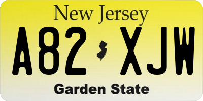 NJ license plate A82XJW