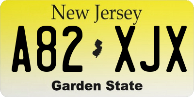 NJ license plate A82XJX