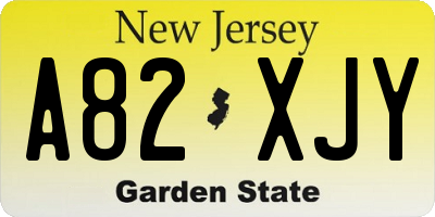 NJ license plate A82XJY