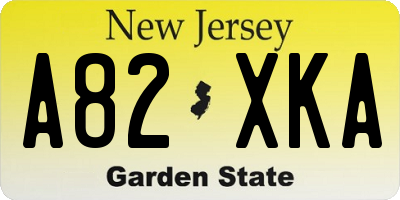 NJ license plate A82XKA