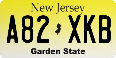 NJ license plate A82XKB