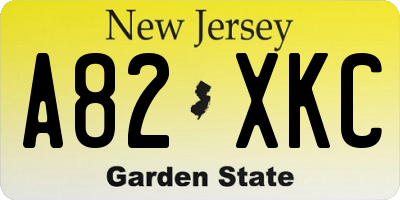 NJ license plate A82XKC