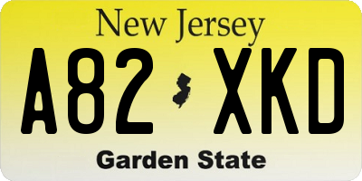 NJ license plate A82XKD