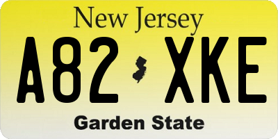 NJ license plate A82XKE