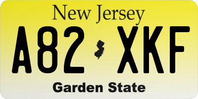 NJ license plate A82XKF