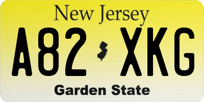 NJ license plate A82XKG