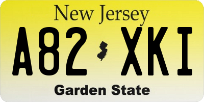 NJ license plate A82XKI
