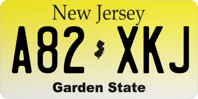 NJ license plate A82XKJ