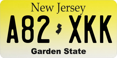 NJ license plate A82XKK