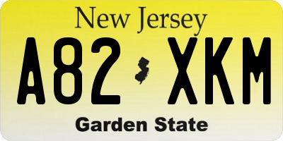 NJ license plate A82XKM