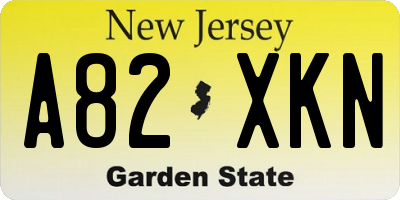 NJ license plate A82XKN