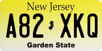 NJ license plate A82XKQ
