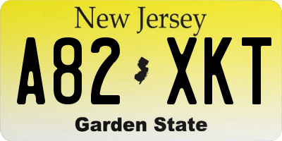 NJ license plate A82XKT