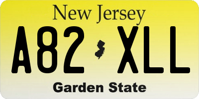 NJ license plate A82XLL