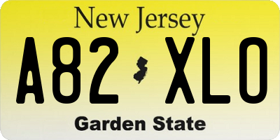 NJ license plate A82XLO
