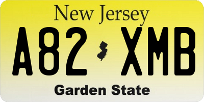 NJ license plate A82XMB