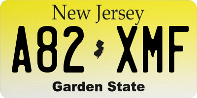 NJ license plate A82XMF