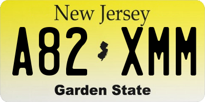 NJ license plate A82XMM