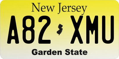 NJ license plate A82XMU