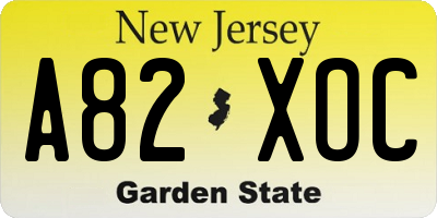 NJ license plate A82XOC