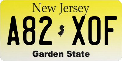 NJ license plate A82XOF