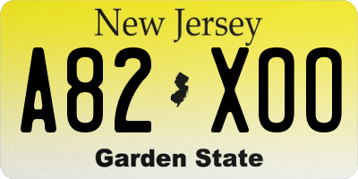 NJ license plate A82XOO