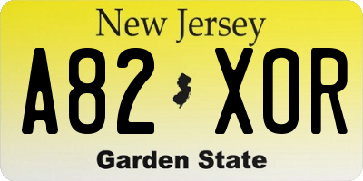 NJ license plate A82XOR