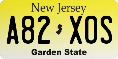 NJ license plate A82XOS