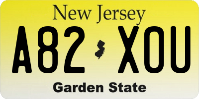 NJ license plate A82XOU