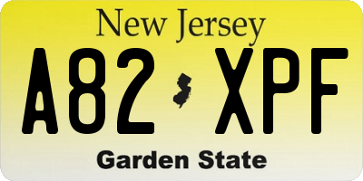 NJ license plate A82XPF