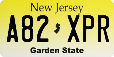 NJ license plate A82XPR