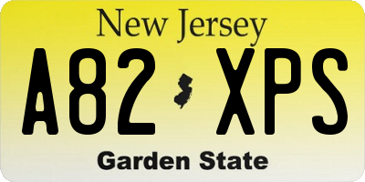 NJ license plate A82XPS