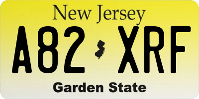 NJ license plate A82XRF