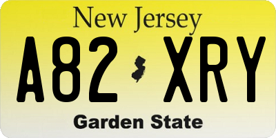 NJ license plate A82XRY