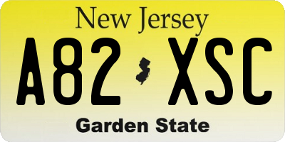 NJ license plate A82XSC