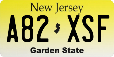 NJ license plate A82XSF
