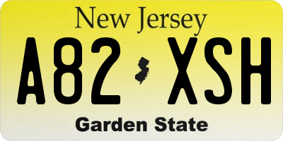 NJ license plate A82XSH