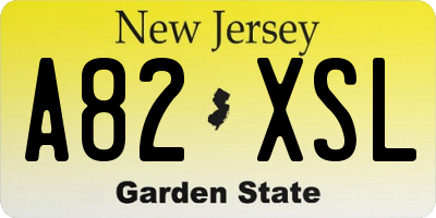NJ license plate A82XSL
