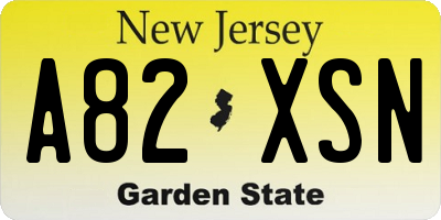 NJ license plate A82XSN