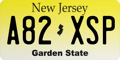 NJ license plate A82XSP