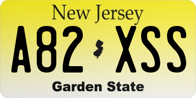 NJ license plate A82XSS