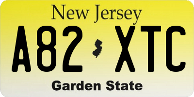 NJ license plate A82XTC
