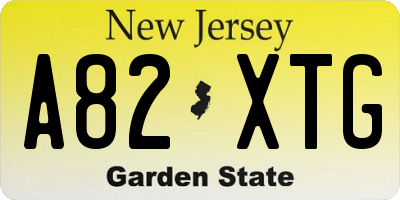 NJ license plate A82XTG